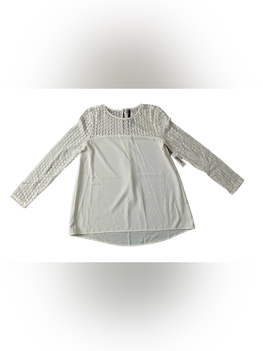 Kensie Long Sleeve Ivory Blouse Lace Women’s Size XS NWT